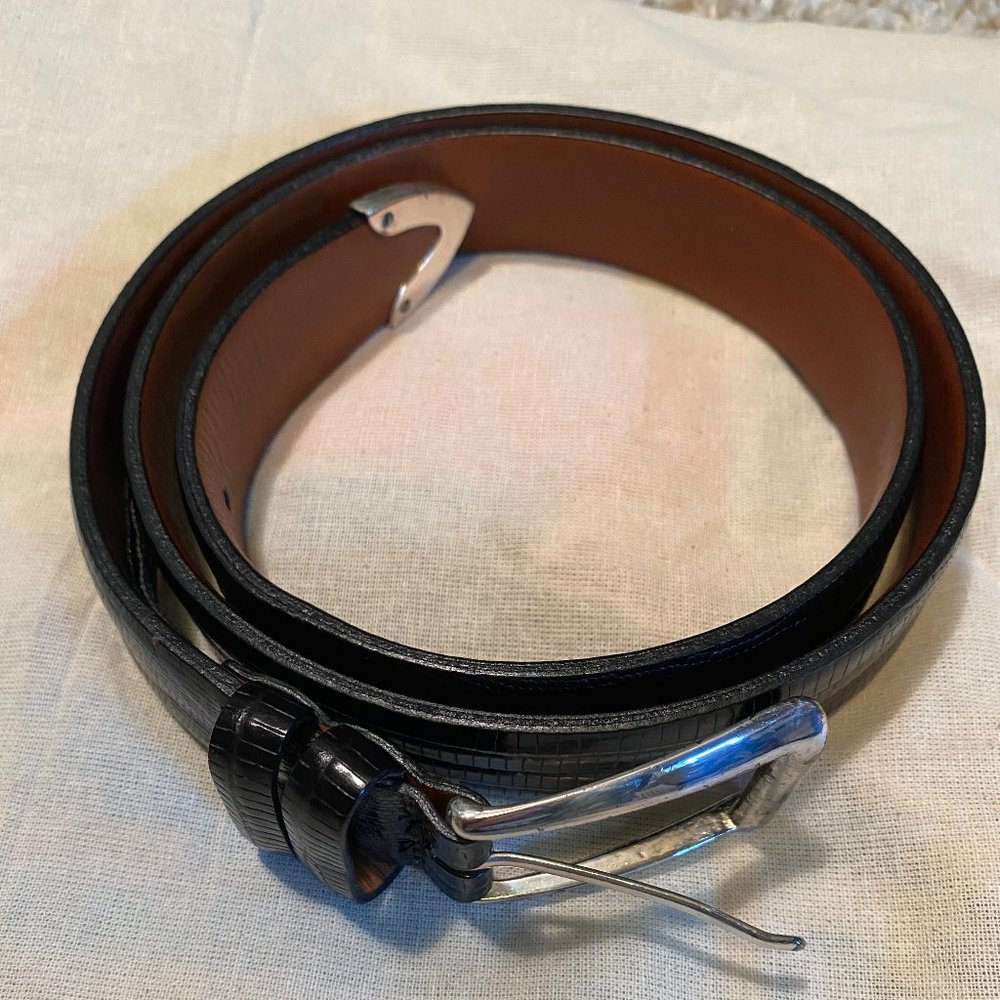 Trafalgar Black Embossed Leather Belt Size 36